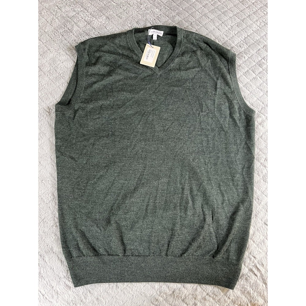 Peter‎ Millar Vest Men's Medium Green V-Neck Merino Wool Pullover ME0S00 NWT